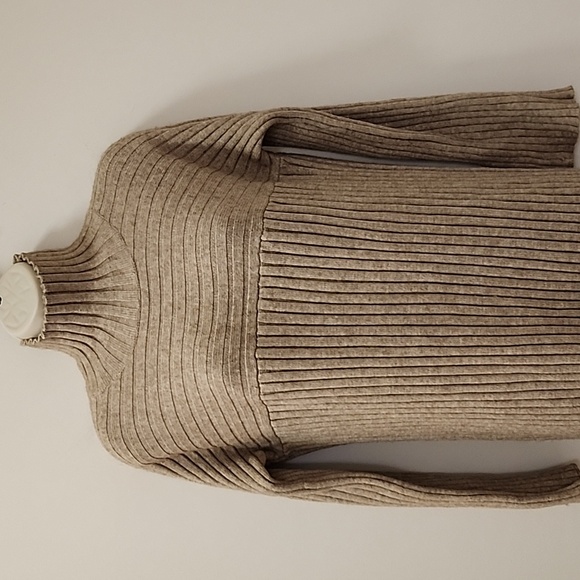 MOUSSY long-sleeved one-piece dress Elegant Beige Knit Slit Dress One Size Fit - Picture 8 of 16